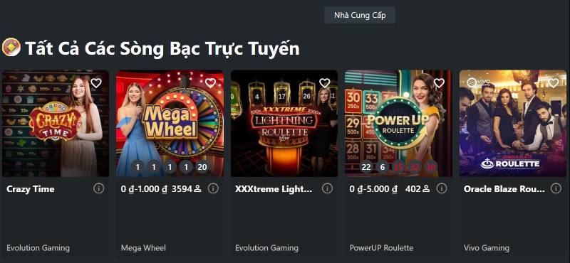 Sảnh live casino 1XBIT